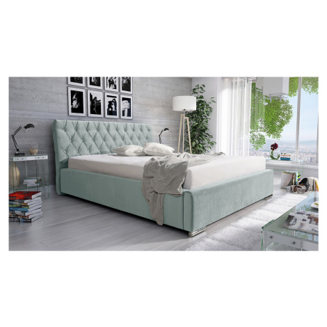 Eka Čalouněná postel Luxurious 160x200 cm Barva látky Trinity: (2321) Světlá zelená