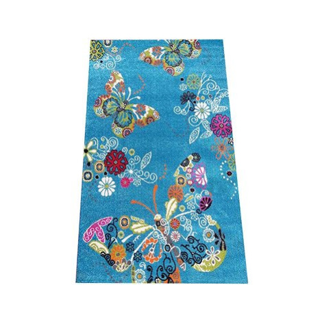 Dětský kusový koberec Motýl modrý 120 × 170 cm