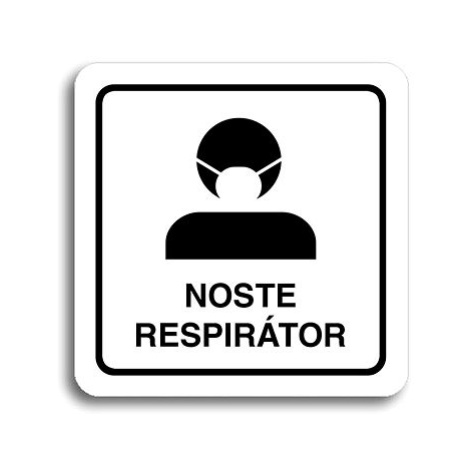Accept Piktogram "noste respirátor III" (80 × 80 mm) (bílá tabulka - černý tisk)