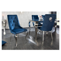 LuxD Designová židle Rococo Lví hlava modrá / chróm