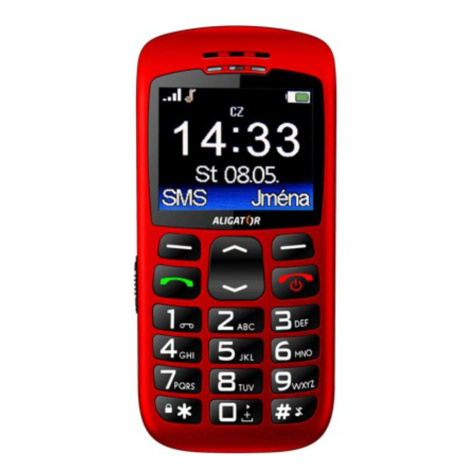 Aligator mobilní telefon A670 Senior Red