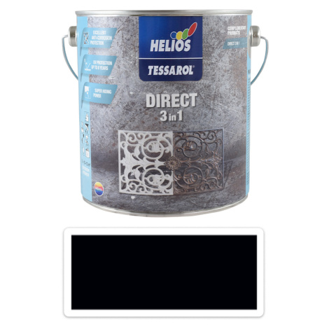 TESSAROL Direct 3in1 - antikorozní barva na kov 2.5 l Černá RAL 9005 HELIOS PREISSER