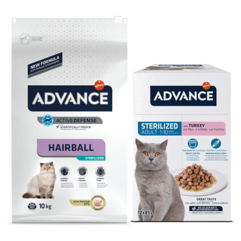 Advance granule, 10 / 15 kg + Advance kapsičky 12 x 85 g zdarma - Sterilized Hairball 10 kg + St Affinity Advance Veterinary Diets