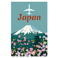 Ilustrace Travel poster mount Fuji Japan retro, VectorUp, 26.7 × 40 cm