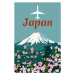 Ilustrace Travel poster mount Fuji Japan retro, VectorUp, 26.7 × 40 cm