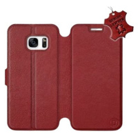 Flip pouzdro na mobil Samsung Galaxy S7 - Tmavě červené - kožené - Dark Red Leather