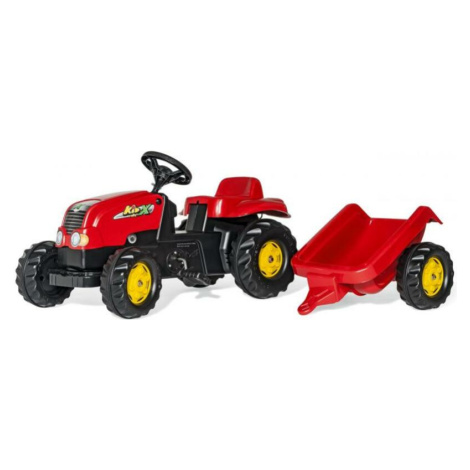 Rollytoys Šlapací traktor Rolly Kid s vlečkou - červený