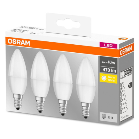 4PAK LED žárovka LED E14 B35 5W = 40W 470lm 2700K Teplá 300° OSRAM Base