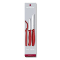 Victorinox sada 2ks nožů a škrabka Swiss Classic plast červený