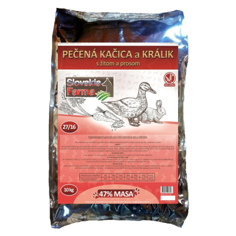 Hypoalergenní Granule Slovakia Farma - Pečená kačica a králik s žitom a prosom 27/16 - 10 kg