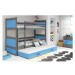 Dětská patrová postel s výsuvnou postelí RICO 200x90 cm Modrá Bílá