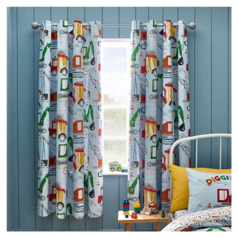 Modrý dětský závěs 2 ks 168x183 cm Digger Dreams – Catherine Lansfield