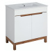 A-Interiéry Spree 80-2D koupelnová skříňka s keramickým umyvadlem bílá/dub