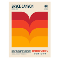 Ilustrace Bryce Canyon National Park Travel Poster, Retrodrome, 30 × 40 cm