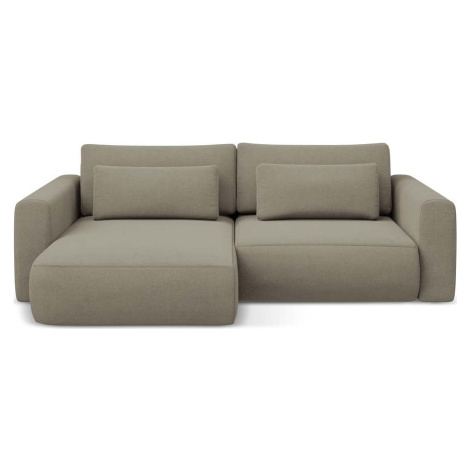 Světle hnědá rozkládací/s úložným prostorem rohová pohovka (levý roh/s lenoškou) Kapua – Makamii