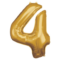 Balónek fóliový číslice 4 zlatá 66 x 88 cm