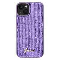 Zadní kryt Guess Sequin Script Logo pro Apple iPhone 13, fialová