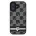 DKNY PU Leather Checkered Pattern and Stripe Zadní Kryt pro iPhone 16 Black