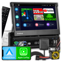 Autorádio 1 Din Android 13 Gps Usb Wifi Výsuvná Obrazovka Dálkové Ovládání