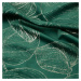Sametový středový ubrus s lesklým potiskem zelených listů