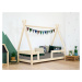 Benlemi Dětská dřevěná postel NAKANA ve tvaru teepee s bočnicí Zvolte barvu: Námořnická modrá, Z
