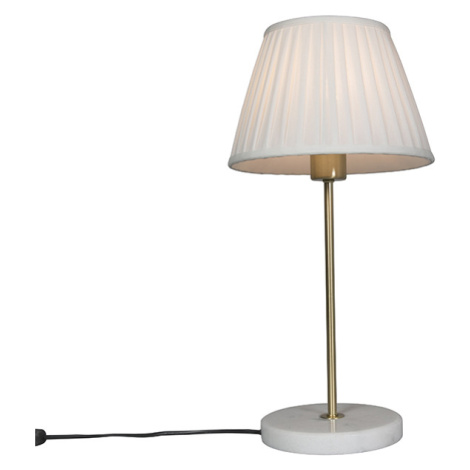 Retro stolní lampa mosaz s skládaným odstínem krémová 25 cm - Kaso QAZQA