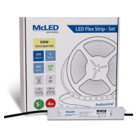 McLED  LED pásek - sada 4 m, 240 LED/m, EWW, 6 W/m, DC 24V, 485 lm/m, CRI90, IP67, 10 mm, vodič 