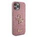 Zadní kryt Guess PU Fixed Glitter 4G Metal Logo pro Apple iPhone 12/12 Pro, růžová
