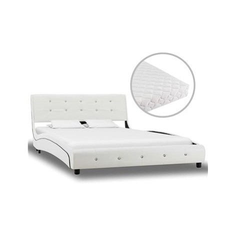 SHUMEE postel s matrací 120 × 200 cm, umělá kůže, bílá