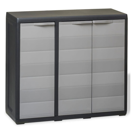 vidaXL Zahradní skladovací skříň se 2 policemi černo-šedá