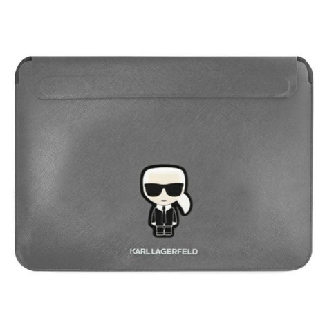 Brašna na notebook Karl Lagerfeld Saffiano Ikonik Karl 16'' - stříbrná