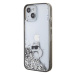 Karl Lagerfeld hard silikonový obal iPhone 15 6.1" Transparentní Liquid Glitter Choupette