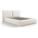 Béžová čalouněná dvoulůžková postel s úložným prostorem a roštem 140x200 cm Arendal – Cosmopolit