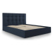 Tmavě modrá čalouněná dvoulůžková postel s úložným prostorem s roštem 160x200 cm Nerin – Mazzini
