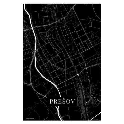 Mapa Presov black, (26.7 x 40 cm)