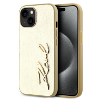 Karl Lagerfeld Wrinkled PU Signature Logo zadní kryt iPhone 15 zlatý