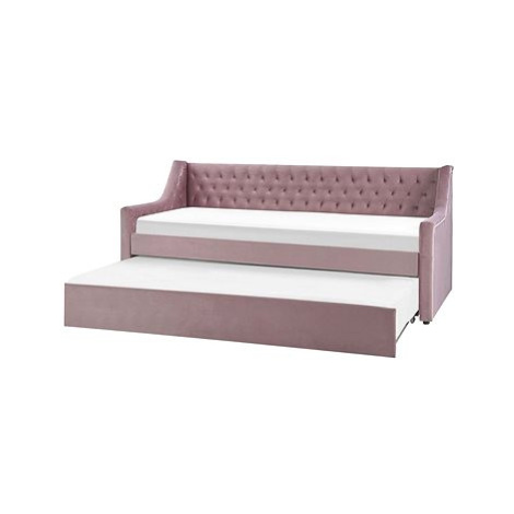BELIANI postel MONTARGIS 90 × 200 cm, sametová, růžová