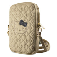 Pouzdro Hello Kitty PU Leather Quilted Pattern Kitty Head Logo Phone Bag Gold