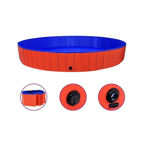 Shumee Skládací bazén pro psy červený PVC 300 × 40 cm