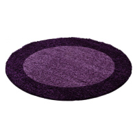 Koberec Shaggy Life tmavě fialový - kruh