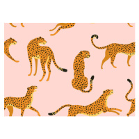 Fotografie Leopard pattern with tropical leaves. Vector, Angelina Bambina, 40 × 30 cm