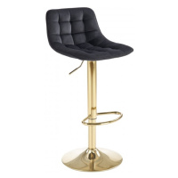 Barová židle DREY II – kov, látka, zlatá / černá