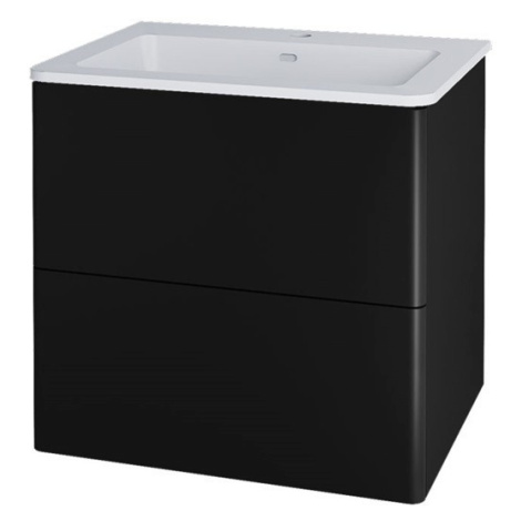 MEREO Siena, koupelnová skříňka s umyvadlem z litého mramoru 61 cm, černá mat CN440M