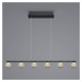 HELL Závěsné svítidlo Loft LED s kouřovým sklem, šest světelných zdrojů