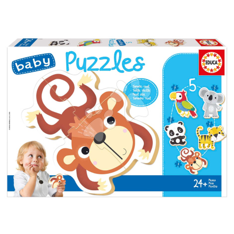 Baby puzzle Exotická zvířátka Educa 5obrázkové od 24 měsíců