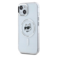 Pouzdro Karl Lagerfeld pro iPhone 15 Plus 6.7 bílé IML Metal Choupette Head