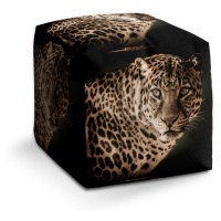 Sablio Taburet Cube Levhart: 40x40x40 cm