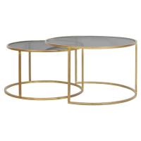 Skleněné kulaté konferenční stolky v sadě 2 ks ve zlaté barvě ø 75 cm Duarte - Light & Living