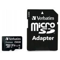 Prostorná paměťová microSD karta s adaptérem Verbatim 256 Gb, V10 U1, Full Hd