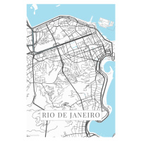 Mapa Rio de Janeiro white, (26.7 x 40 cm)